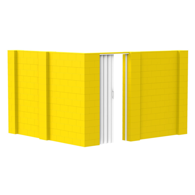 Ensemble mural en forme de L avec porte Everblock, H 84 po x l 120 po x P 120 po, Jaune