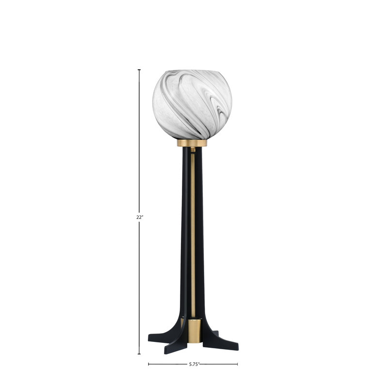 Lampe de table en métal Maribela, Noir mat / laiton nouvel âge