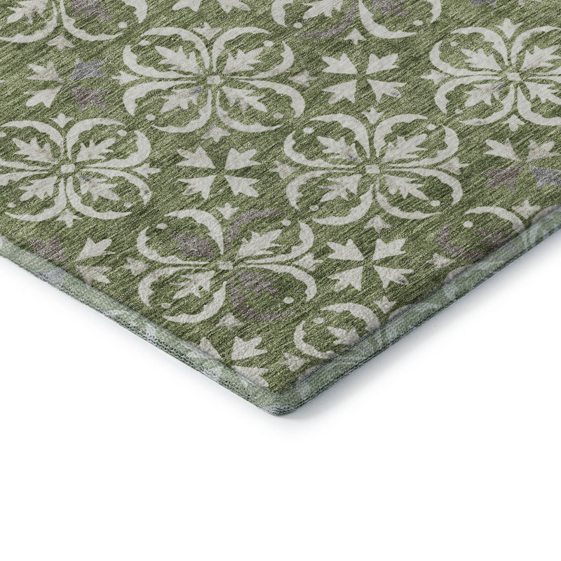 Tapis vert Prisco lavable à la machine de qualité supérieure, Rectangle 10 pi x 14 pi