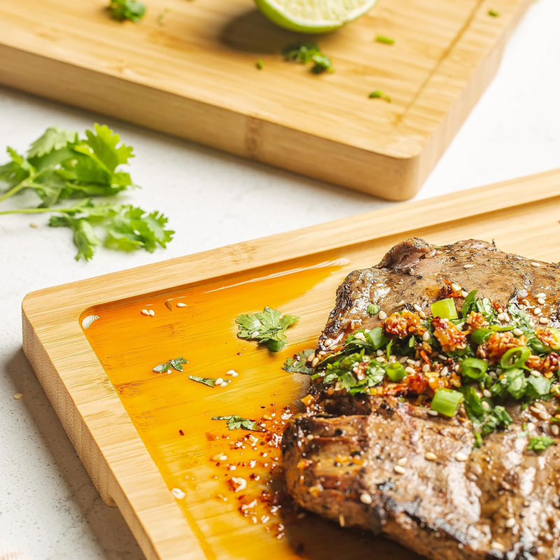 Ensemble de 3 planches à découper en bambou pour la cuisine, Naturel