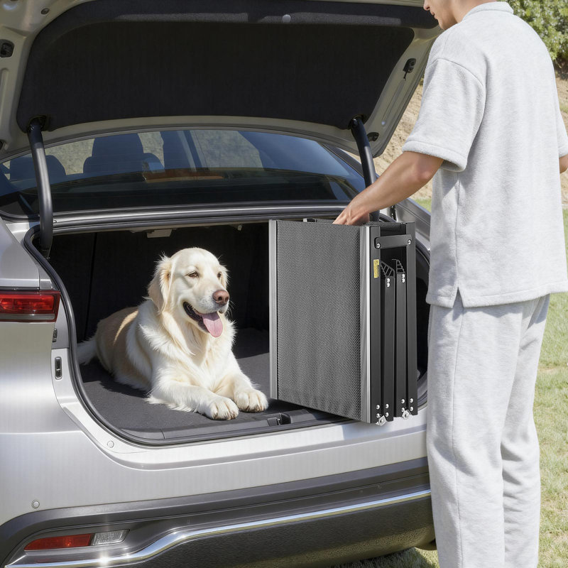 Dog Ramp for Cars, 180 x 43.2 cm, Folding Pet Ramps for Medium & Large Dogs up to 113 kg, Pet Stair Ramp with Non-Slip Oxford Fabric Surface, Portable Outdoor Dog Car Ramps for SUV & Truck