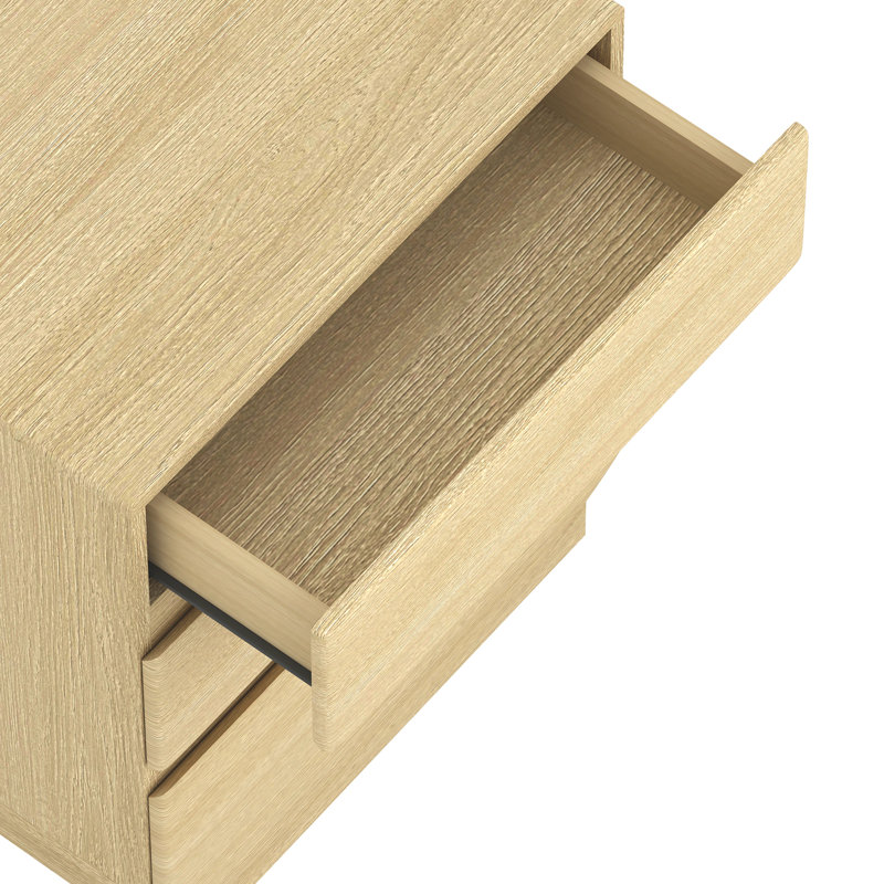 Table de chevet contemporaine à 3 tiroirs 20 po Ardea, Chêne naturel