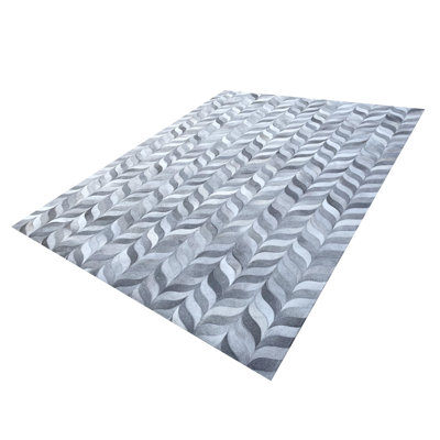 Tapis gris en peau de vache à motif patchwork gris 10 pi x 13 pi, tapis en peau de vache à motif géométrique moderne fabriqué à la main, revêtement de sol en cuir de vache