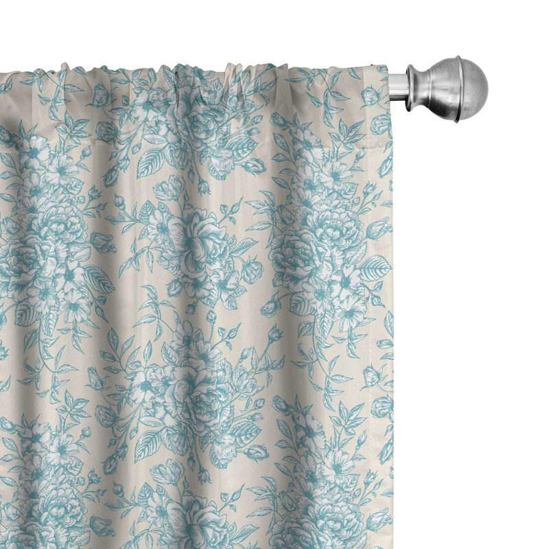 Floral Semi-Sheer Rod Pocket Curtain Panels, 28" W x 84" L