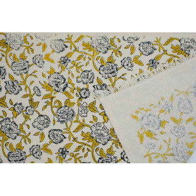 Hand Towel Kitchen, Room Block Print 17X32 Honey Comb Weave 100% Cotton Fabric