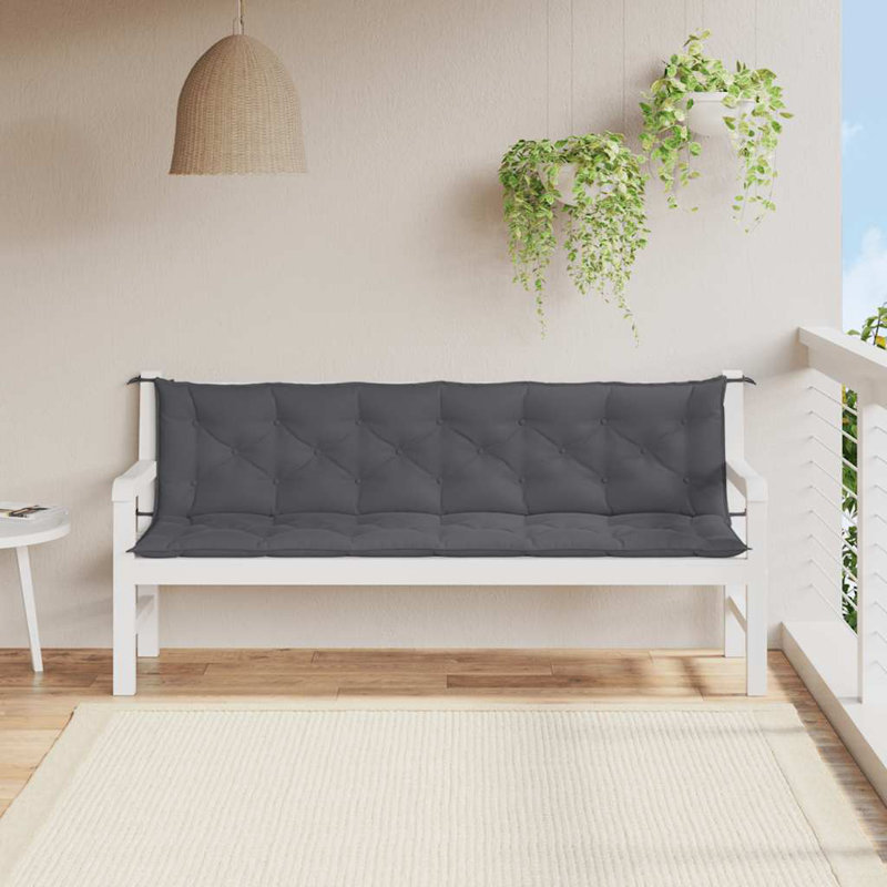 Garden Bench Cushion Set of 2 Anthracite Outdoor Garden Bench Cushions, 19.7" H x 78.7" W x 2.8" D, Fabric - Anthracite