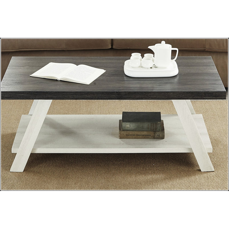 Table basse à deux tons en bois anthracite vieilli et beige Athens, parfaite pour la vie moderne et le rangement, Beige