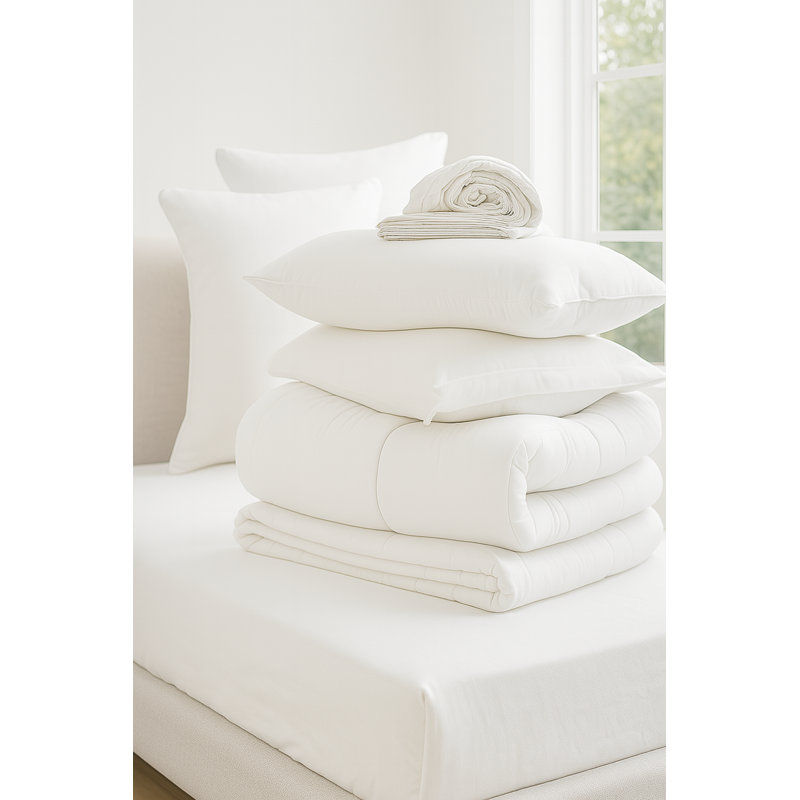 Ensemble d'édredon 7 pièces pour très grand lit blanc Cozylux