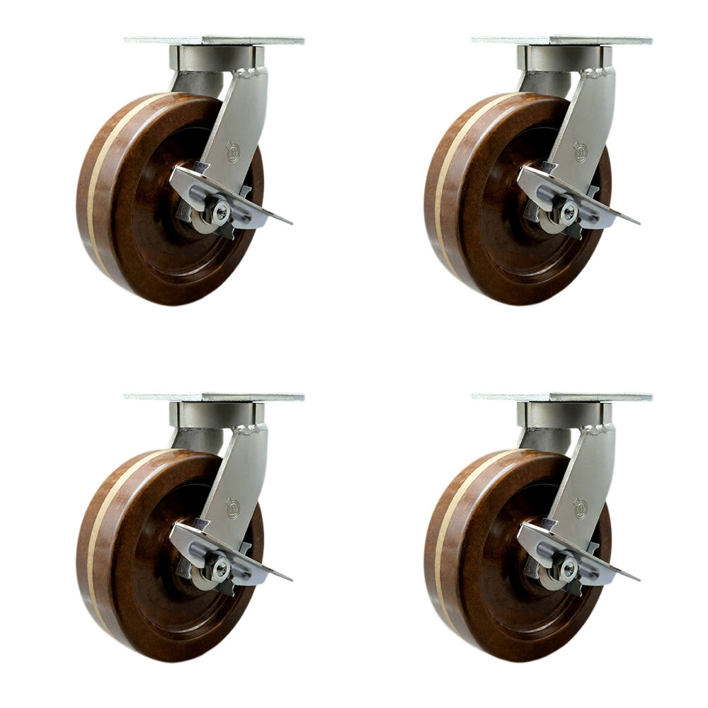 Service Caster 4 Piece Heavy Duty High Temp Phenolic Caster Set | Wayfair