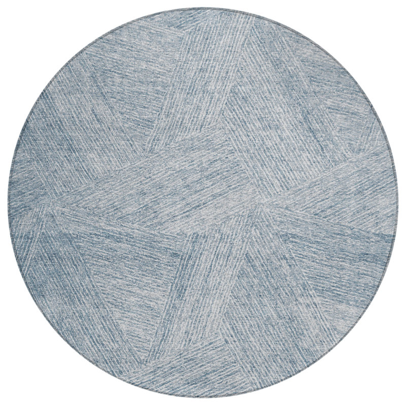 Terra Blue Washable Indoor-Outdoor Rug - , 8' x 8'