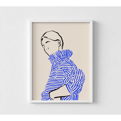 Blue Accent Wall Art Print - Elegant Modern Hotel Decor