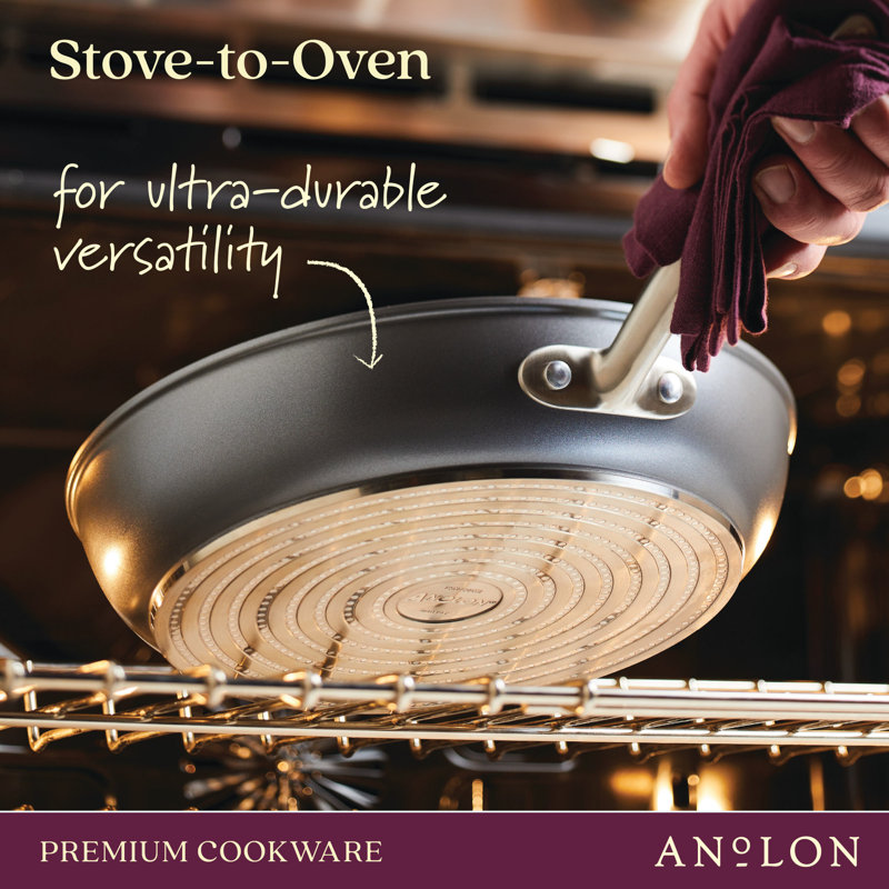 Accolade Forged Hard Anodized Nonstick Induction Deep Frying Pan / Skillet With Lid, 12 Inch, Moonstone