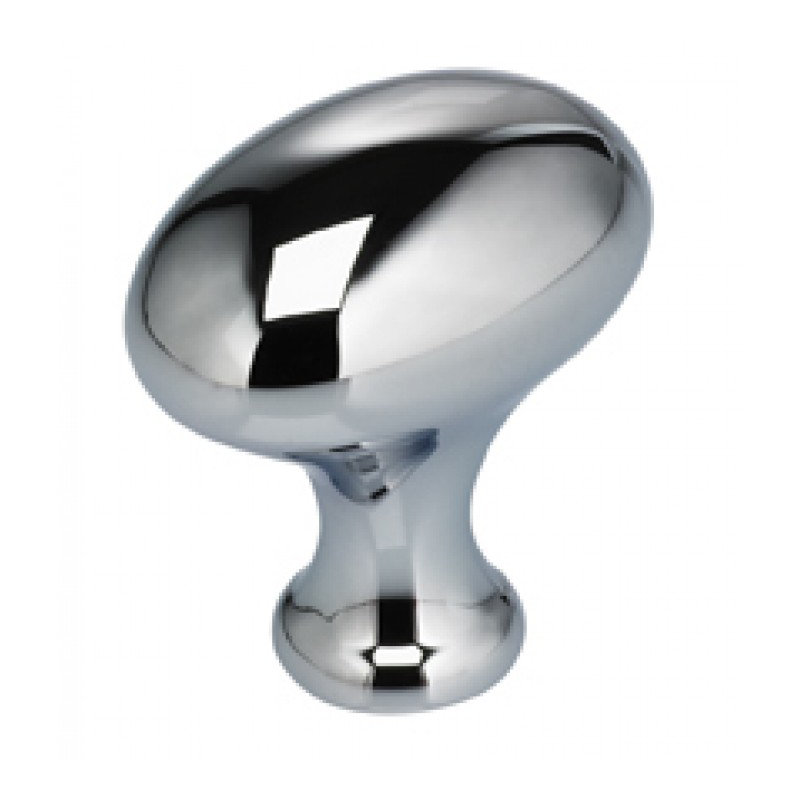 Poignée ovale classique et moderne, Chrome brillant, H 1,375 po x l 1,375 po x P 1,5 po