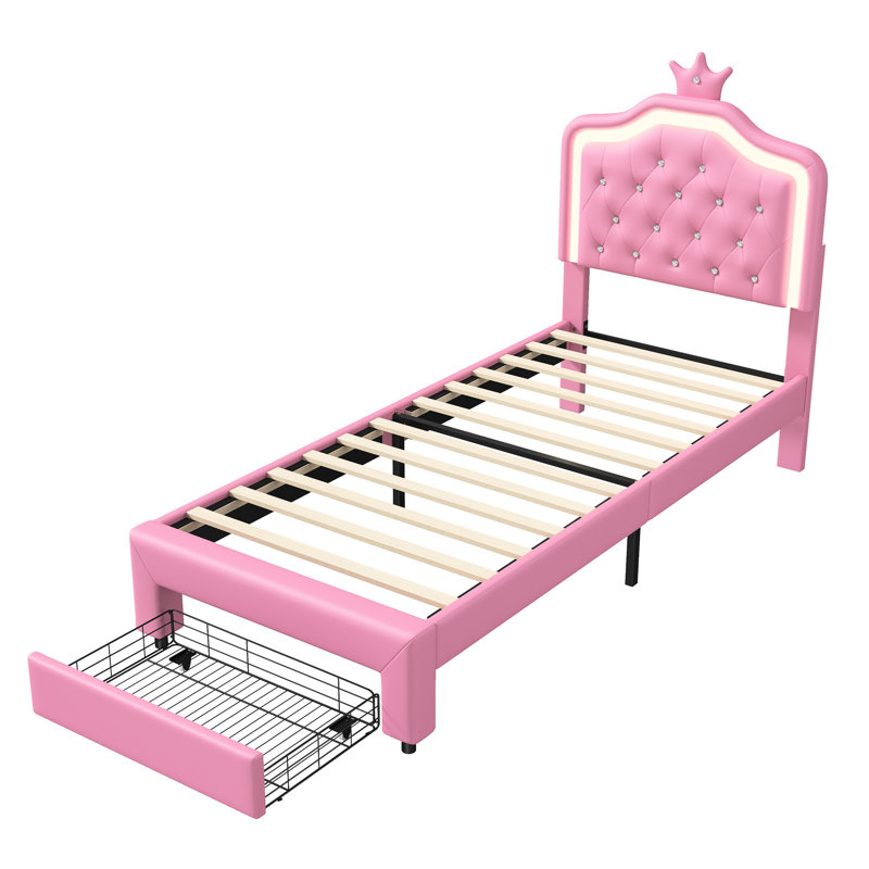 Storage Bed, Pink, European Single (90 x 200 cm)