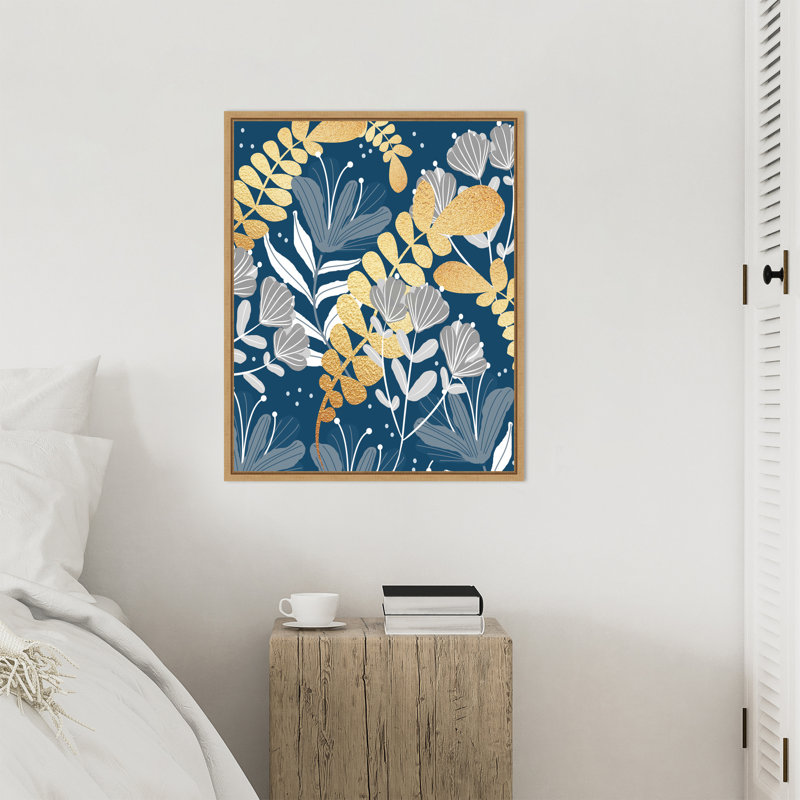 «Blue Botanical Garden» par Kincade, reproduction d'art sur toile encadrée, H 28 po x l 23 po
