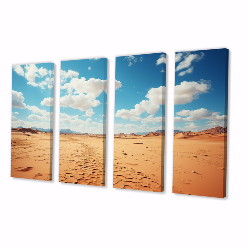 «Arid Horizon On Sahara Desert - Desert», art mural 4 pièces, H 28 po x l 48 po