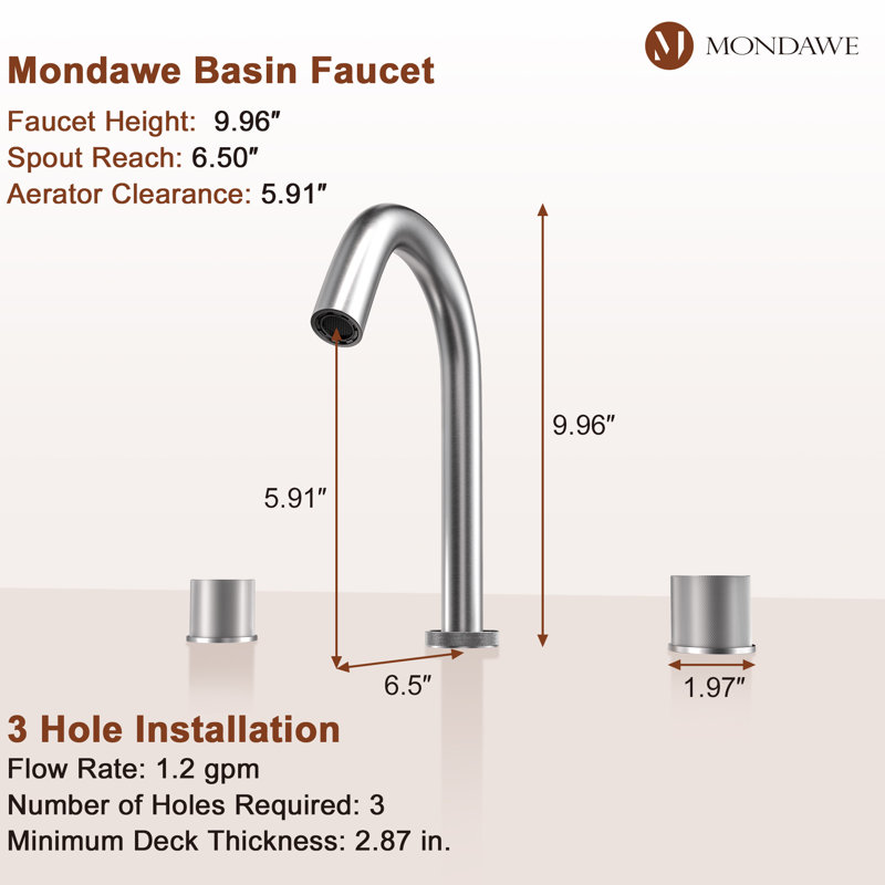 Herathena Widespread 2-handle Bathroom Faucet, Brushed Nickel