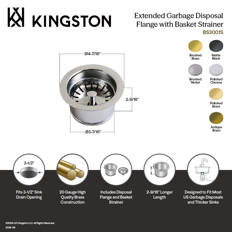 Kingston Brass Made To Match Garbage Disposal Flange, Chrome