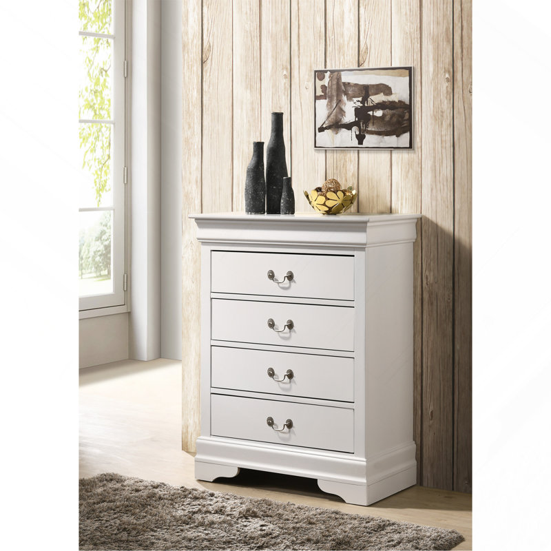 Commode 4 tiroirs, blanc, Blanc