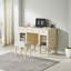 Bureau de coiffeuse 2 en 1 avec miroir rabattable et rangement, ensemble de coiffeuse avec tabouret, tiroirs et armoires, chêne blanc
