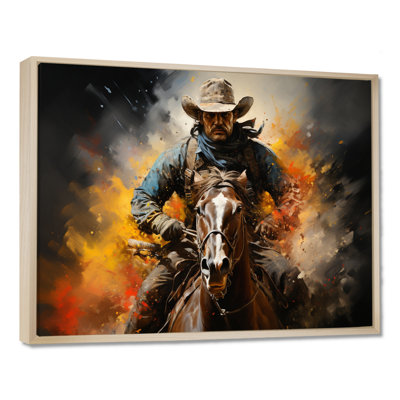 «Western Rodeo Spirit Pointillism Art», reproduction d'art sur toile