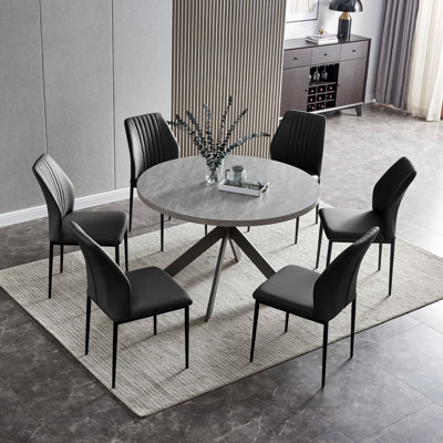 Cappelletti Round Steel Pedestal Dining Table Set