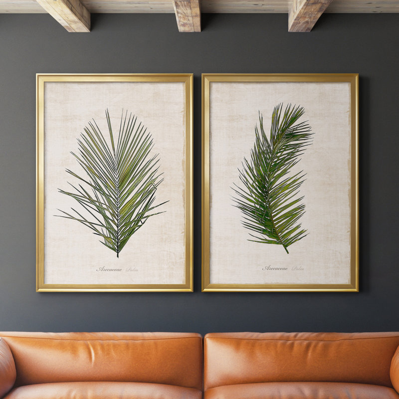 Palm Botanical I - ensemble de 2 photographies sur toile, H 26,5 po x l 73 po, Toile encadrée, Doré