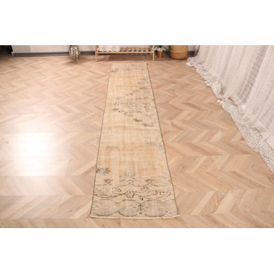 Classic Vintage Handmade Wool Turkish Runner Enhances Decor and Adds Elegance in Hallways