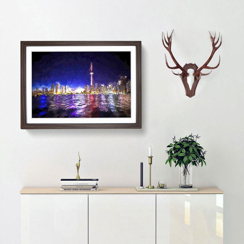 Toronto Skyline in Canada in Abstract - Framed Print, 35cm H x 50cm W x 2cm D, Walnut