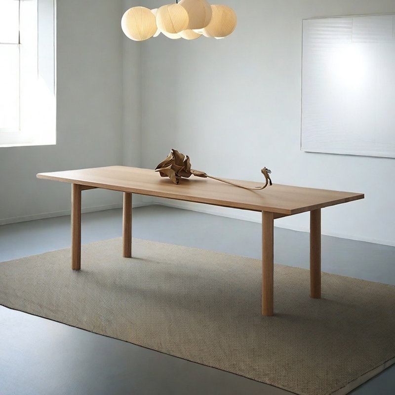 Japanese style solid wood dining table, 29.52"H x 86.61"L x 35.43"W