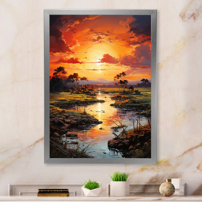 Vietnam River Delta Sunset III sur toile, H 20 po x l 12 po x P 1 po, Cadre photo argenté
