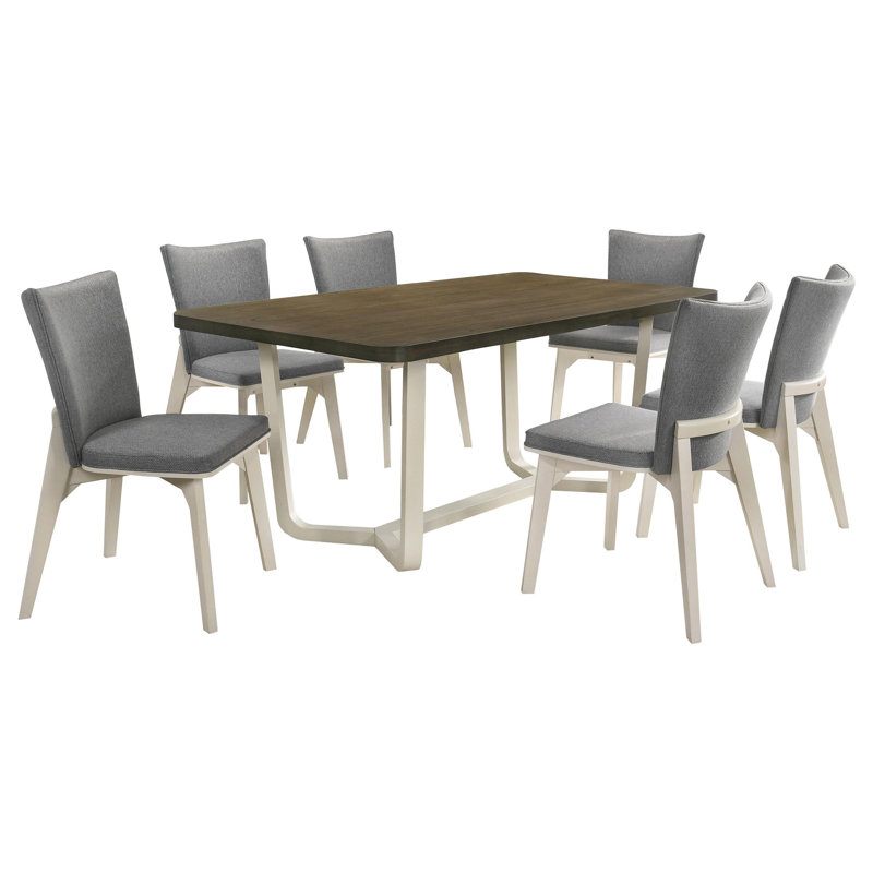 Nena 7-piece 71-inch Rectangular Dining Set Greyish Brown, 7 Pieces: Table, 6 Chairs