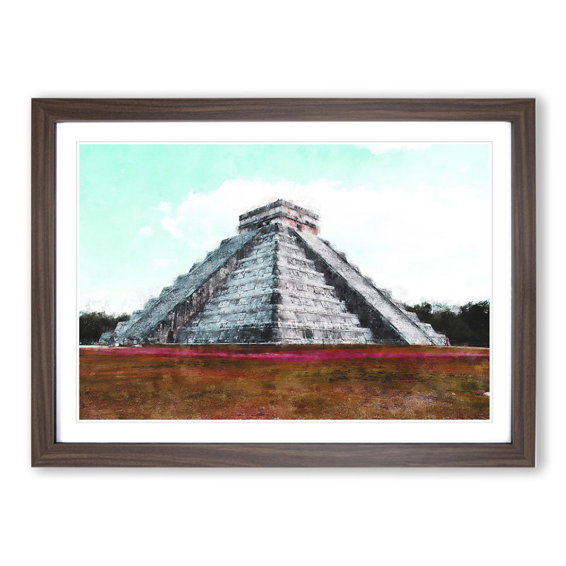 Chichen Itza in Mexico - Picture Frame Graphic Art, Walnut Framed, 27cm H x 36cm W x 2cm D