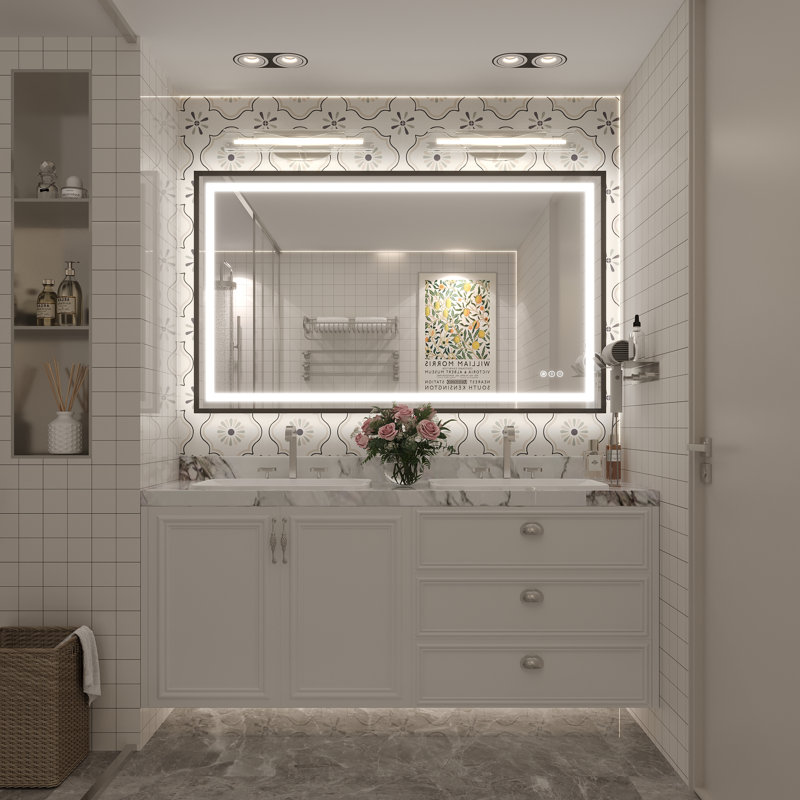 Miroir de salle de bain / meuble-lavabo mural Molly, 51 po x 30 po, Noir