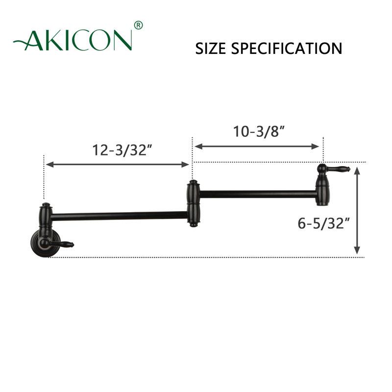 Wall Mount Brass Pot Filler with 2 Handles, Matte Black