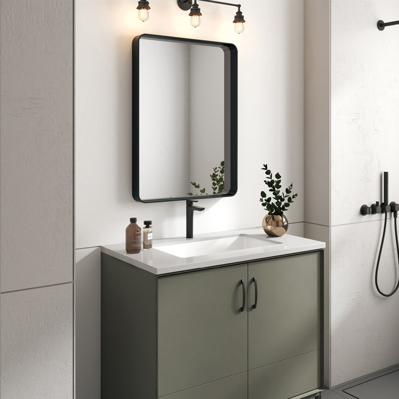 Metal Rectangle Mirror, Black, 22" x 30"