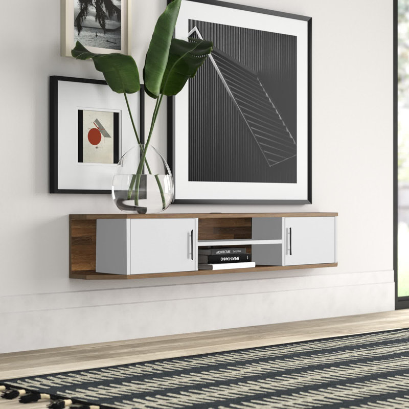 Meuble télé flottant pour téléviseur de 65 po ou moins , Blanc