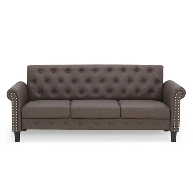 Geertruidenberg 78.8'' Upholstered Sofa, Brown Faux Leather