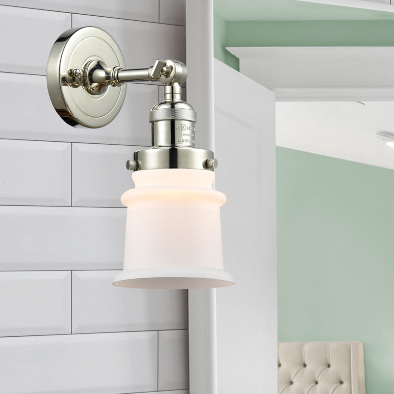Bartolmeu Armed Sconce, Matte White Cased, Polished Nickel, 6 Watt Vinage LED Bulb