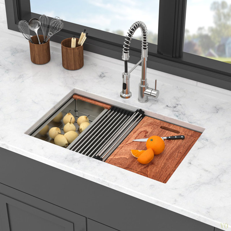 30" Undermount Kitchen Sink - 30*19*9 Inch Single Bowl 16 Gauge Stainless Steel Ledge Workstation Kitchen Sinks