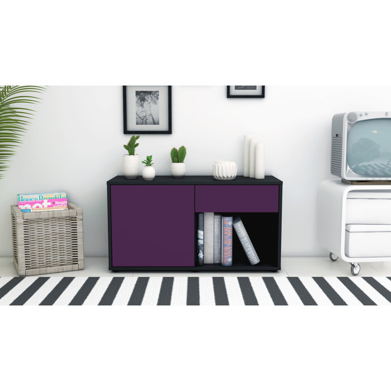 Keyon 92 cm W Chest of Drawers, Purple / Matte Anthracite