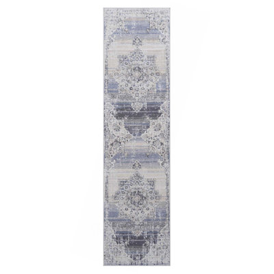 Collection Cream/Blue /Medallion Non-Shedding Living Room Bedroom Dining Home Office Stylish And Stain Resistant Area Rug