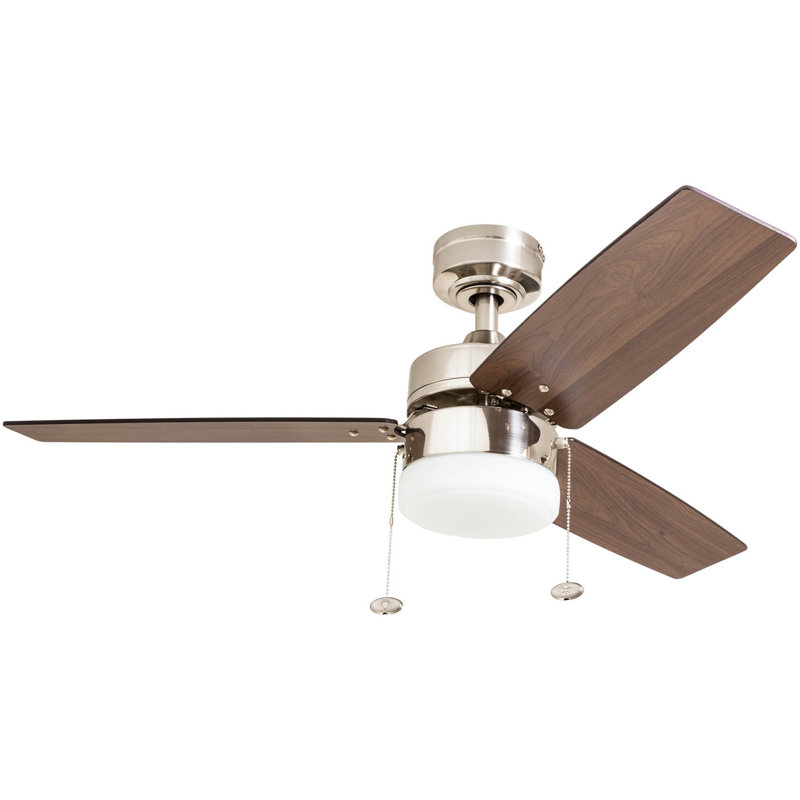Reston 42" Ceiling Fan with LED Light, Brushed Nickel with Chocolate Blades