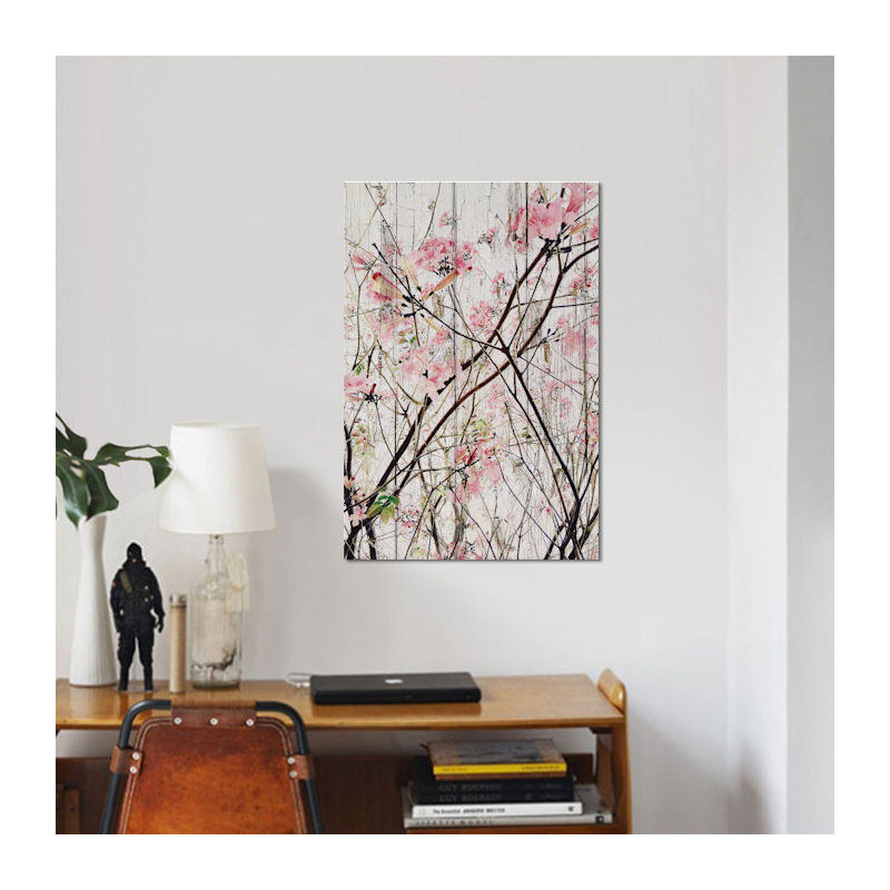 «Voici le printemps», impression sur toile, H 32 po x l 24 po x P 1 po, Papier avec cadre noir, Blanc