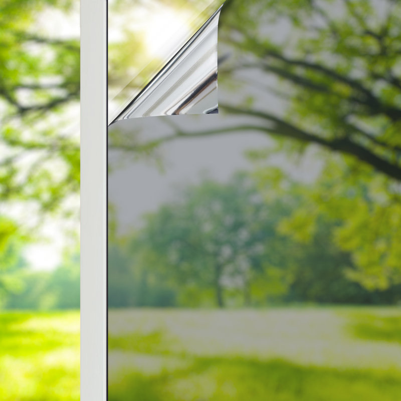 One Way Privacy with Heat Control Non-Wall Damaging Window Decal, 17.5'' H x 78'' W, Silver