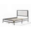 Structure de lit grand avec tête de lit blanche, aucun sommier requis, support en métal robuste