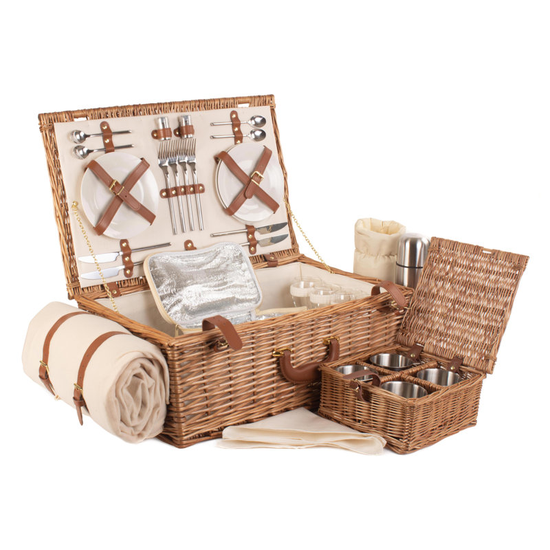 Wicker Deluxe 4 Person Fitted Picnic Hamper