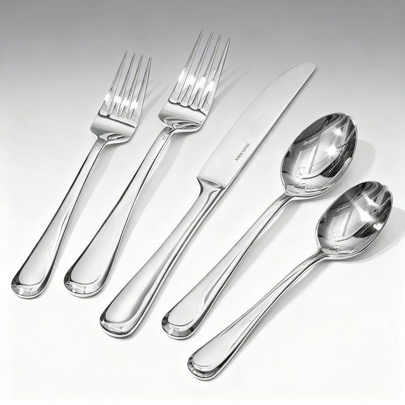Ensemble de couverts 60 pièces en acier inoxydable pour 60 personnes, ensemble de couverts robustes avec dune de sable moderne, miroir poli et ensemble de couverts allant au lave-vaisselle