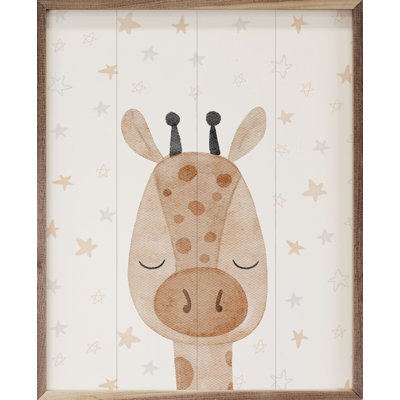 Girafe encadrée sur bois