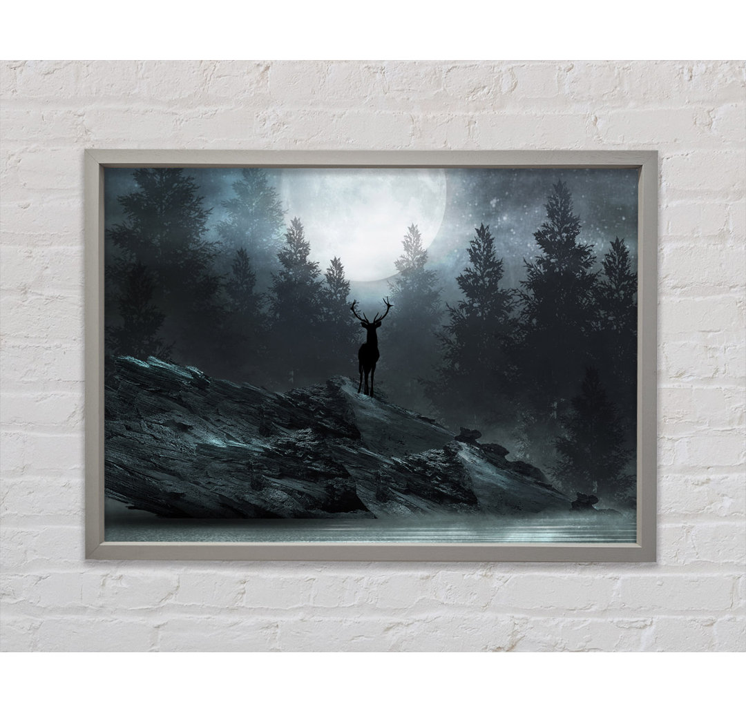 The Deer At Night - Einzelne Bilderrahmen Kunstdrucke auf Leinwand